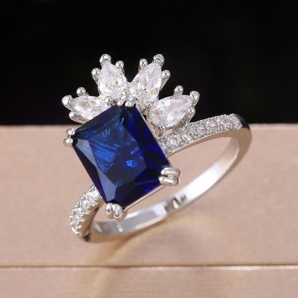 

wedding rings caoshi elegant unique shape design for women with shine cubic zirconia engagement party accessories trendy jewelry, Slivery;golden