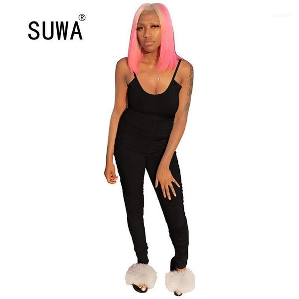 

women's jumpsuits & rompers summer romper workout activewear push up high waist stacked pants trousers bodycon spandex jumpsuit female1, Black;white