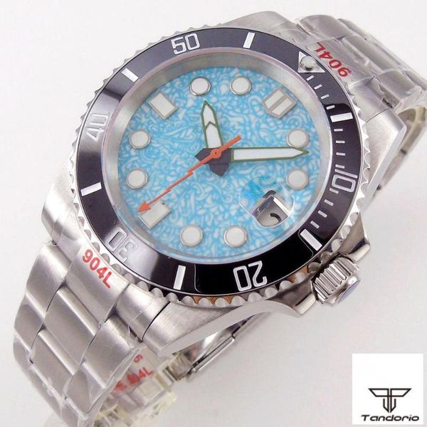 

wristwatches 40mm men's automatic watch japan nh35 movement sapphire cyan-blue dial 904l oyster bracelet glide lock date cyclops green, Slivery;brown
