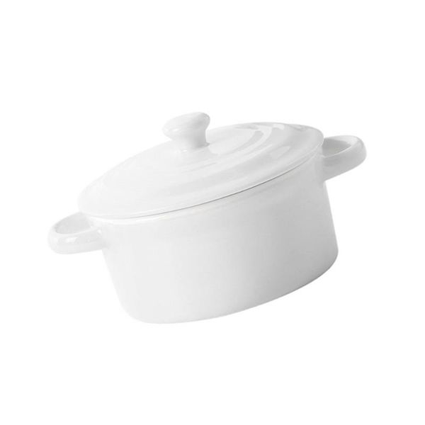 

bowls 200ml ceramic rice bowl double handles soup with lid baby feeding tableware for jelly pudding egg custard (yellow)