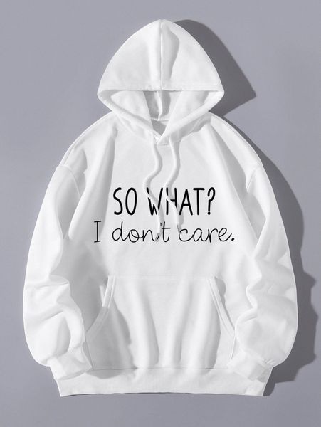 

slogan graphic kangaroo pocket thermal lined hoodie i28f#, White;black