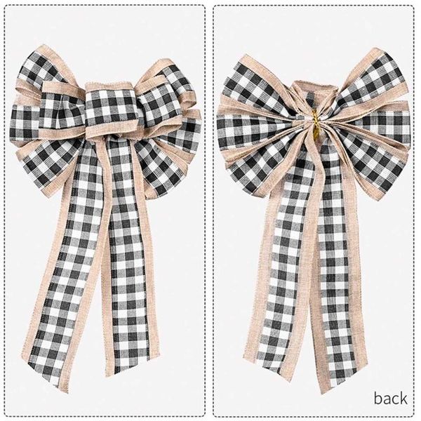 

christmas decorations furnishingnice plaid bow wreath holiday diy crafts door bowknot ornaments for tree er decoration
