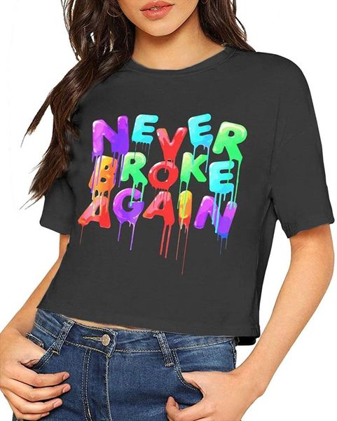 

women's youngboy never broke again t-shirt exposed navel cute short sleeve t shirts, White