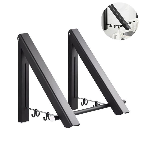 

hangers & racks punch-aluminum foldable drying rack bathroom invisible thickening balcony room wall hanging clothes hanger