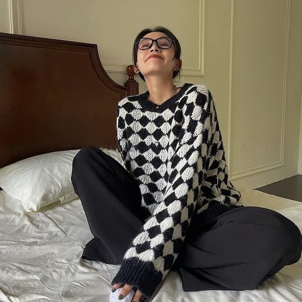 

women's sweaters plaid sweater 1548, White;black