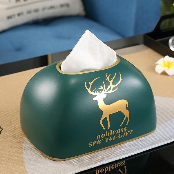 

tissue boxes & napkins deer ceramic dining wipes case storage box dispenser home decor rangement office