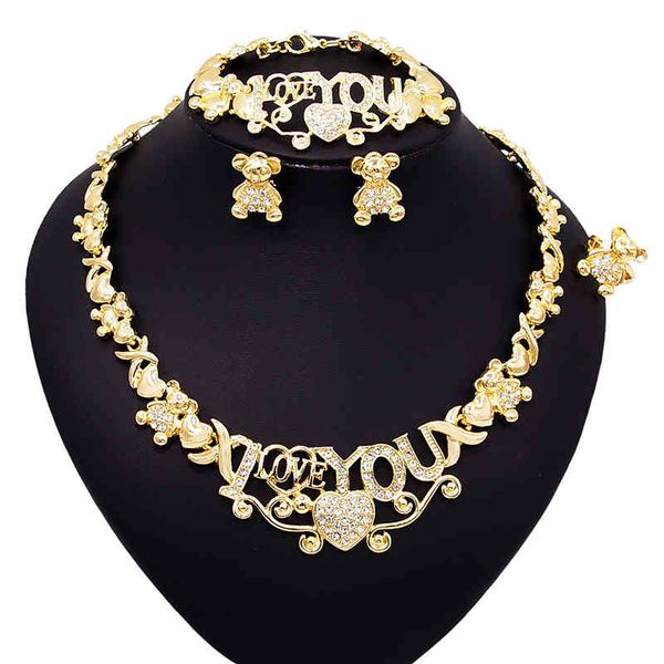 

jewelry sets new arrival african women big necklace charm crystal earrings ring wedding fashion set for bride, Black