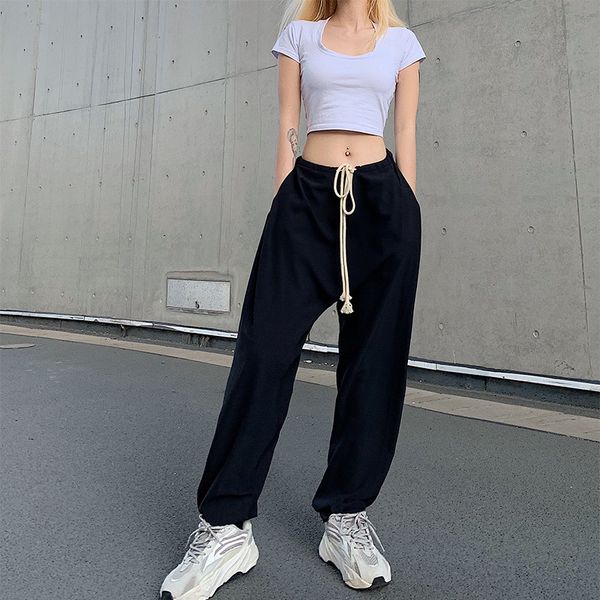 

2021 new women's casual sports pants, unified color, autumn series hxp9, Black;white