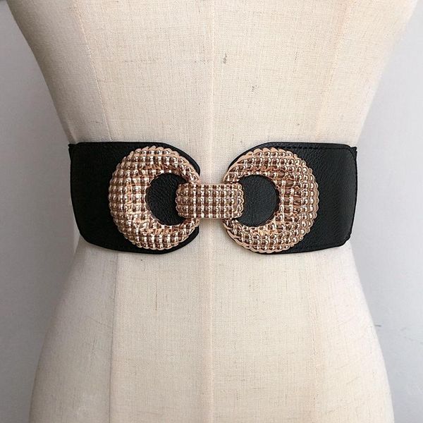 

big buckle belts for women waist corset belt wide elastic cummerbunds black stretch waistbands dress fashion lady cinturon mujer, Black;brown