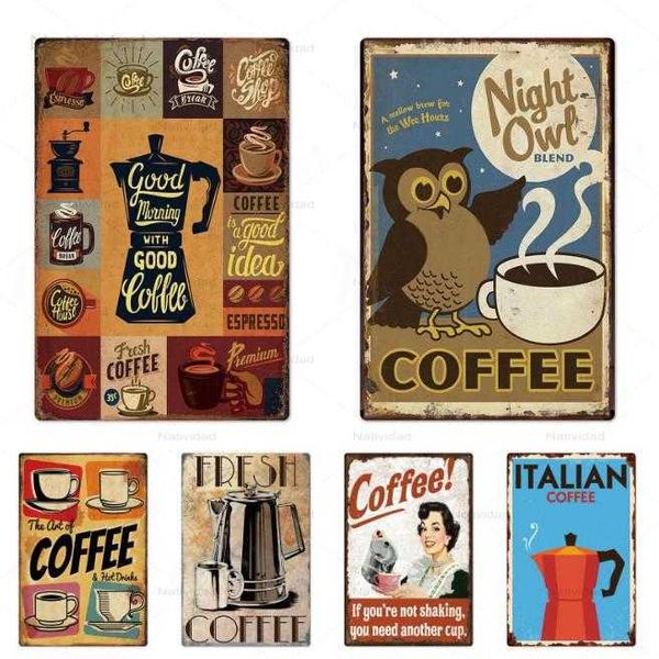 

metal sign tin full-bodied and pure coffee posters and pictures plaque vintage wall decor for shop and kitchen ironing painting