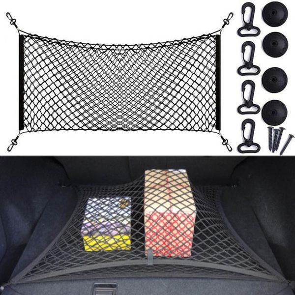 

car organizer trunk nets 110 x 60cm elastic strong nylon cargo luggage storage net mesh with hooks for cars
