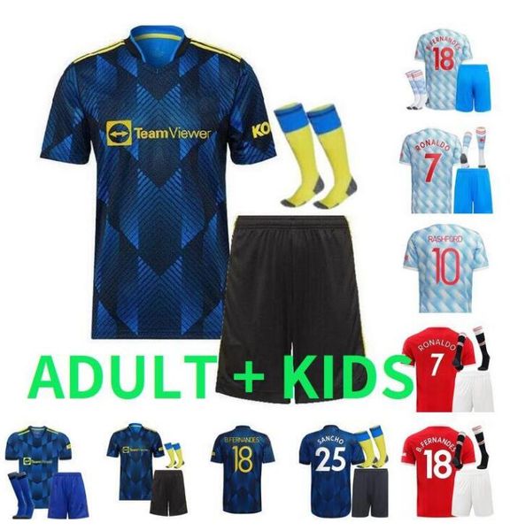 

manchester ronaldo sancho soccer jerseys 2021 2022 united pogba cavani utd van de beek b. fernandes rashford lingard greenwood football shir, Black;yellow
