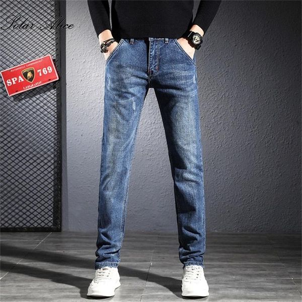 

men's jeans 2021 autumn and winter men's business casual straight-leg mid-waist slim stretch youth trousers, Blue