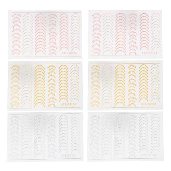 

nail gel 6 sheets art stickers imitation metal line decals manicure, Red;pink