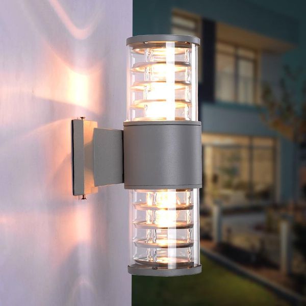 

6w/10w/14w led outdoor wall sconces up/down lamp fixture garden basement door waterproof light e27 bulb gray finish floodlights
