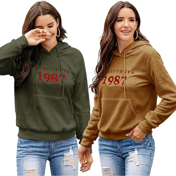 

women hoodies letter embroidery pullover sweatshirts ladies long sleeve hooded winter cashmere hoodies female sweatshirt 050811, Black