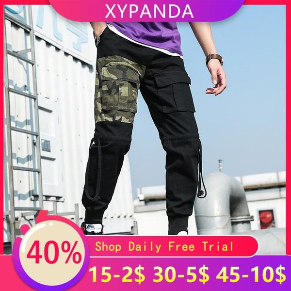 

men's pants xypanda japanese camouflage loose large size casual beam feet nine points trend overalls men, Black