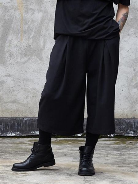

men's pants wide leg autumn winter hair stylist classic dark simple casual versatile, Black