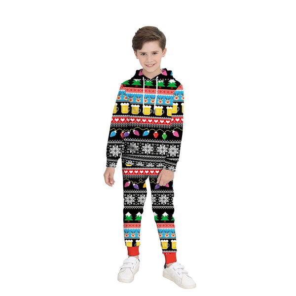 

children new digital printing round neck wear two piece set, White