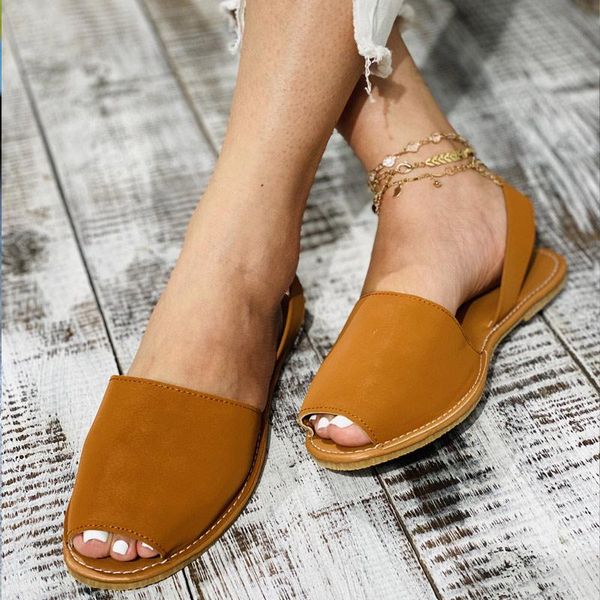 

sandals women's peep toe ladies back strap sewing flat summer female slides slip on woman footwear beach casual shoes, Black