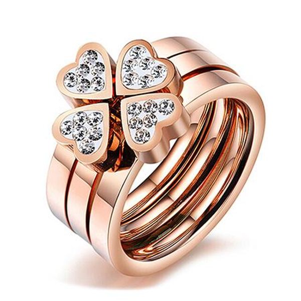Обручальные кольца, модные украшения, уникальное сердце 3в1 для женщин, стальной никель без циркония, клевер, продажа 256