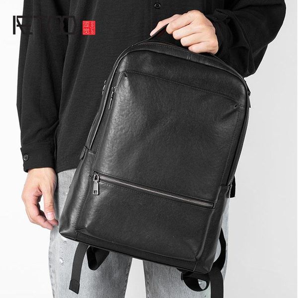 

backpack aetoo first layer cowhide backpack, men's casual leather computer bag, fashionable travel