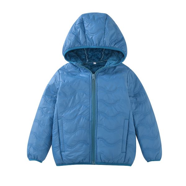 

new children jacket baby clothes fleece hooded cotton boy jacket zipper windbreaker for a girl winter coat for suit 1-6 age, Blue;gray