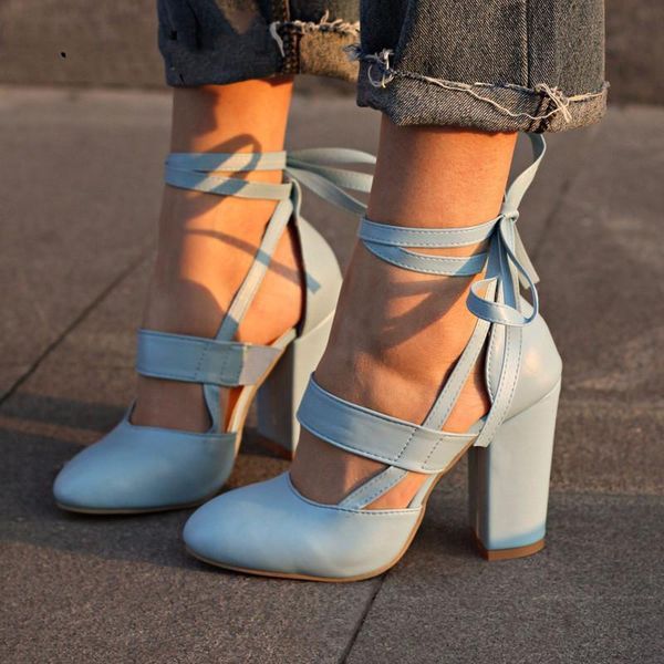 

dress shoes plus size summer women ankle strap high heels gladiator sandals thick fashion lady party wedding pumps xkd3046, Black