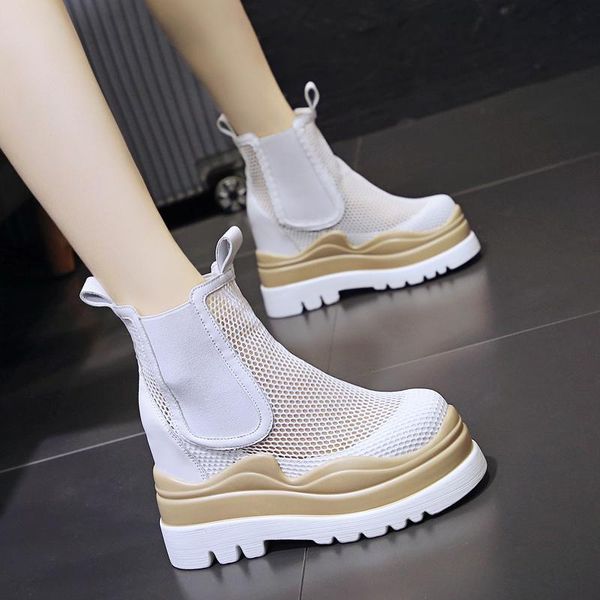 

boots woman flat shoes round toe boots-women low mid calf ladies rubber lolita rock 2021 summer sandals fabric rome solid incre, Black