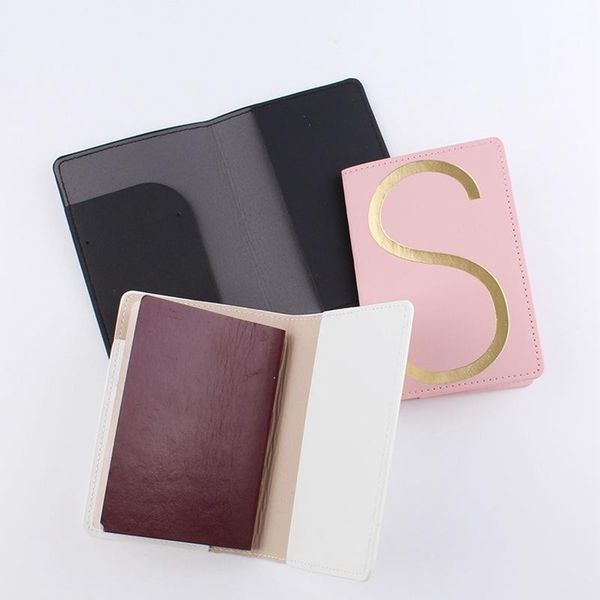 

card holders fashion letter leather passport bag pu document book protective cover holder, Brown;gray