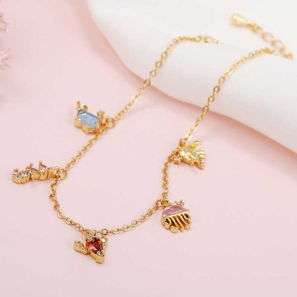 

anklets fashion jewelry charm marine life female seahorse crab star pendant accessories size adjustable bracelet women girl, Red;blue