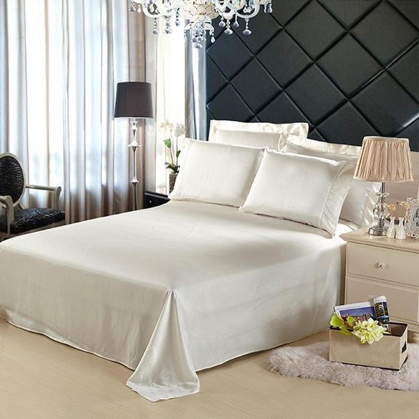 

sheets & sets silk flat sheet 1pc 100% mulberry 19mm seamless solid color comfortable customizable size ls030019002