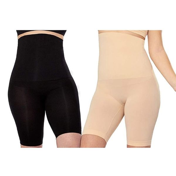 

women's leggings mxmd women high waist tummy control shapewear shorts thigh slimmer body shaper panty, Black