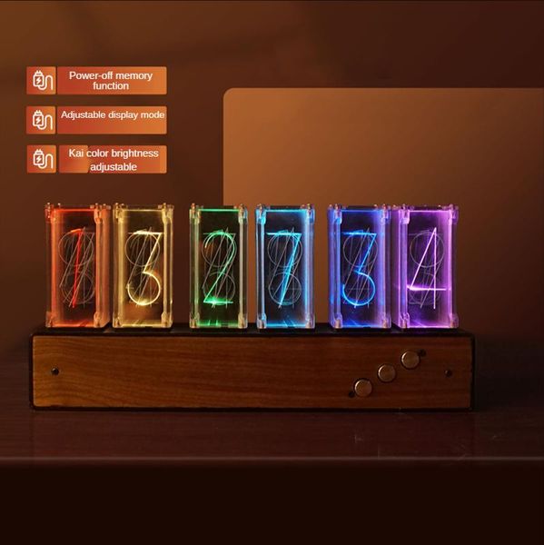 

desk & table clocks led nixie tube clock electronic deskluxury rgb diy digital metal watches light ornaments gift ideas
