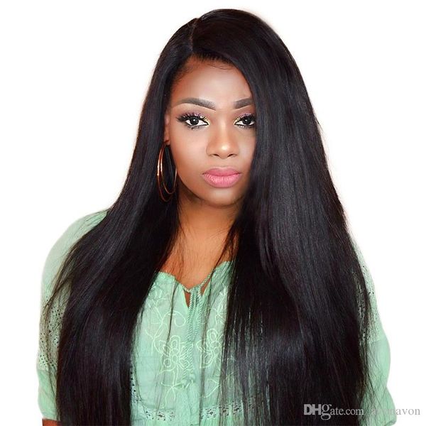 

selling 150% density straight lace front human hair wigs for black women pre plucked with baby hair brazilian remy hair wig, Black;brown