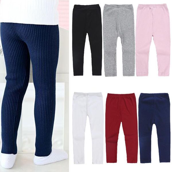 

girl's leggings spring and autumn candy color knitted stretch pants children's elastic wild trousers, Blue