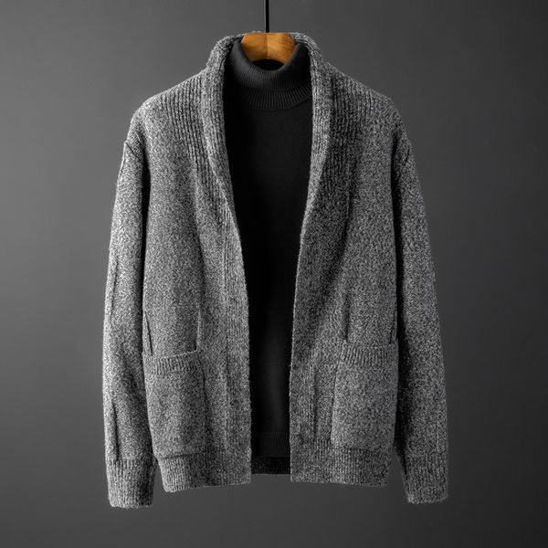 

sweater knit spring and autumn men's casual cardigan slim fit trend personalized fashion coat men, White;black