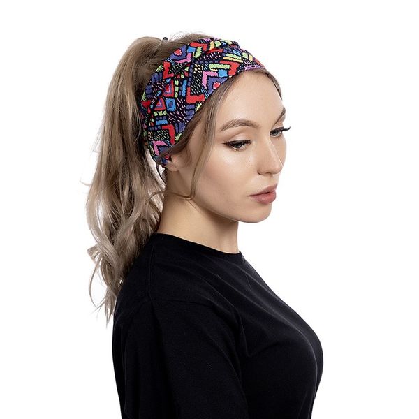 

fashion elastic print wide headbands ethnic style plaid polyester hair bands for women ponytail scrunchies sports headscarf accessories whol, Silver