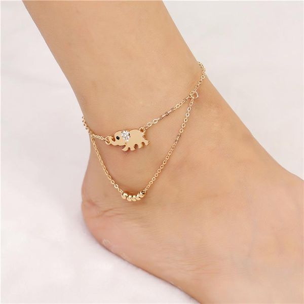 

anklets boho elephant chain anklet bead bracelet foot jewelry for women, Red;blue