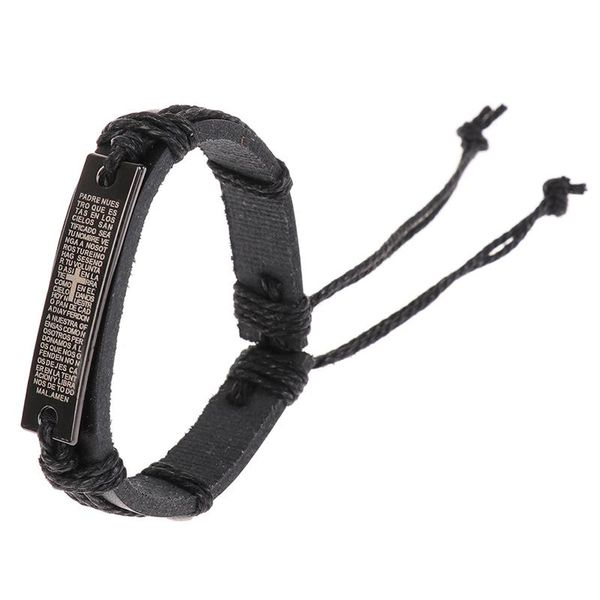 

charm bracelets metal bible verse lettering cross bracelet for men prayer quotes adjustable leather bangles religious jewelry, Golden;silver