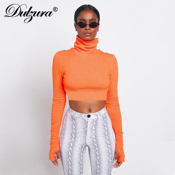 

long sleeve turtleneck glove sweater crop women pullover 2021 autumn winter knitted fashion party streetwear, Black;white