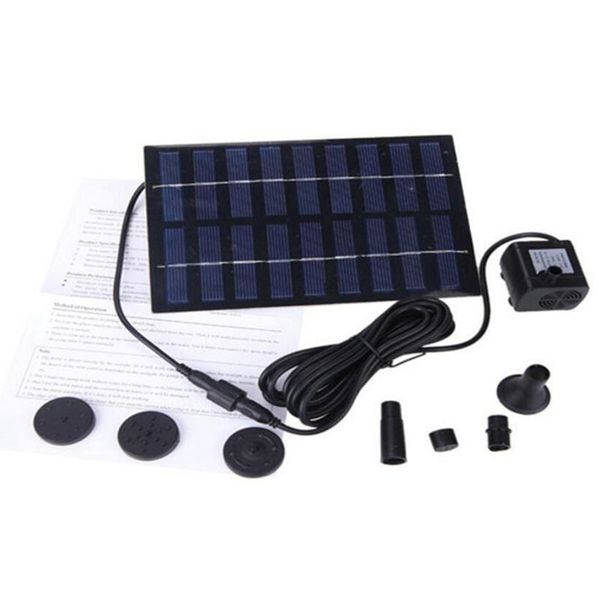 

solar panel powered water fountain pump fish tank pond pool home garden watering kit black 200l/h decorations