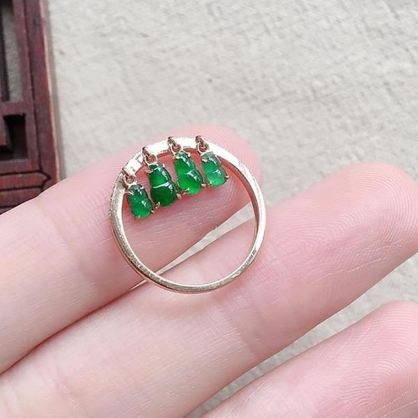 

cluster rings product original natural jasper gourd ring opening adjustable chinese retro pendant light luxury charm women silver jewelry, Golden;silver