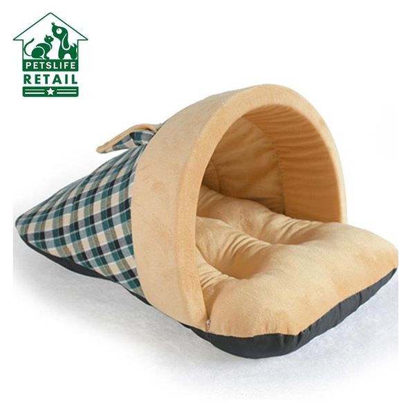 

cute pet dog cat beds creative slipper design grid soft plush cushion winter warm nest puppy bed for small medium kennels & pens