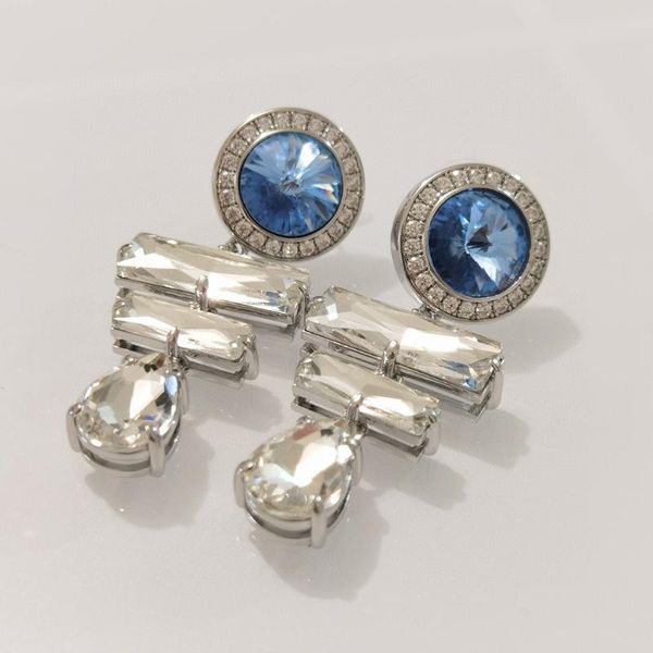

dangle & chandelier fashion geometry crystal pink blue zircon earrings silver color for women girls fancy bijoux