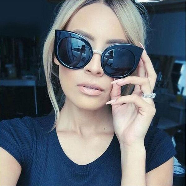 

sunglasses q fashion cat eye sun glasses women brand designer vintage female goggles uv400, White;black