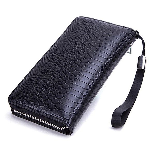 

wallets snake pattern multifunction leather wallet men luxury holder with long zipper purse large capacity clutch bag, Red;black