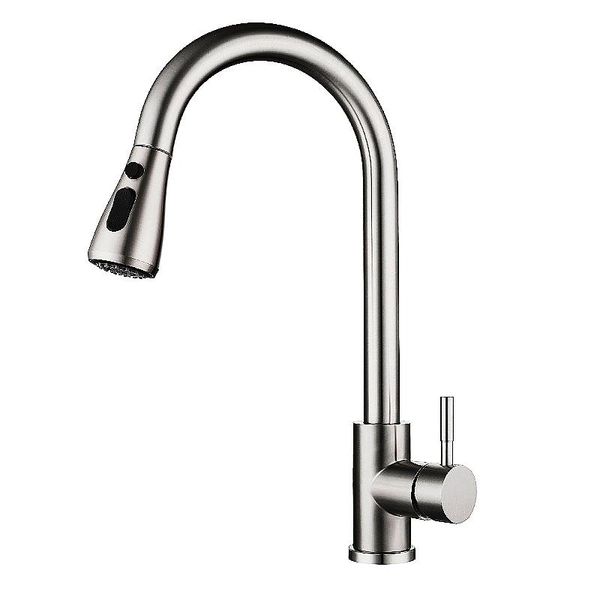 

kitchen faucet stainless steel touch sensor pull-out brushed and cold 360 degrees stretchable bathroom sink faucets