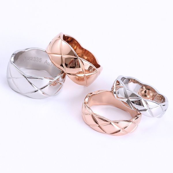 

stainless steel classic couples rings fashion lozenge rings designed for lovers rose gold plated european style aesthetic loves matching val, Silver