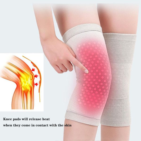 

pair knee pad tromaline elastic support protector self heating braces for arthritis joint pain relief and recovery elbow & pads, Black;gray